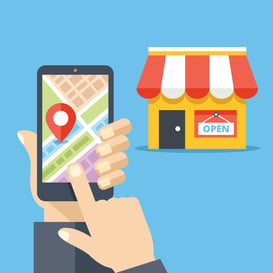 Illustration of person searching Google on mobile to find a local business