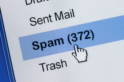 Image showing 372 messages in spam folder