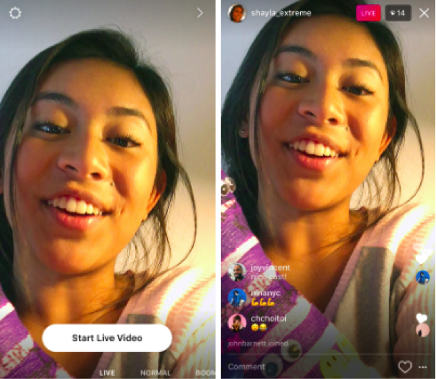 Screenshots of woman using Instagram Live to creat a sense of urgency for her product.